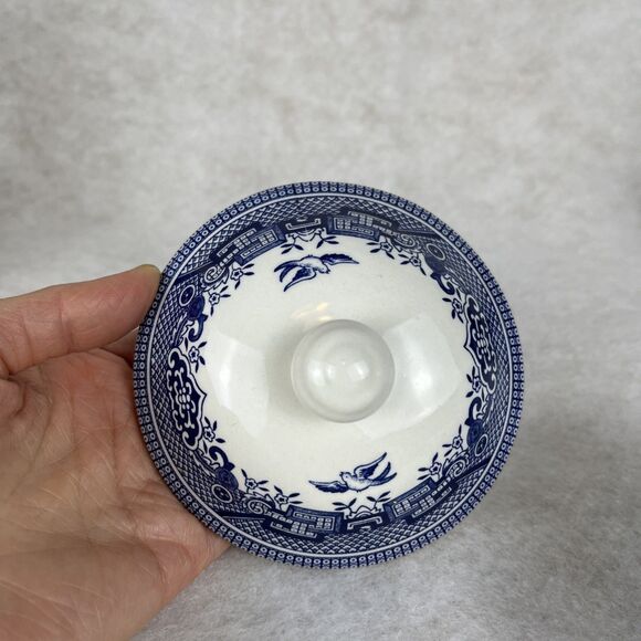 Churchill Blue Willow Creamer & Sugar Bowl With Lid Made in England - Picture 6 of 12